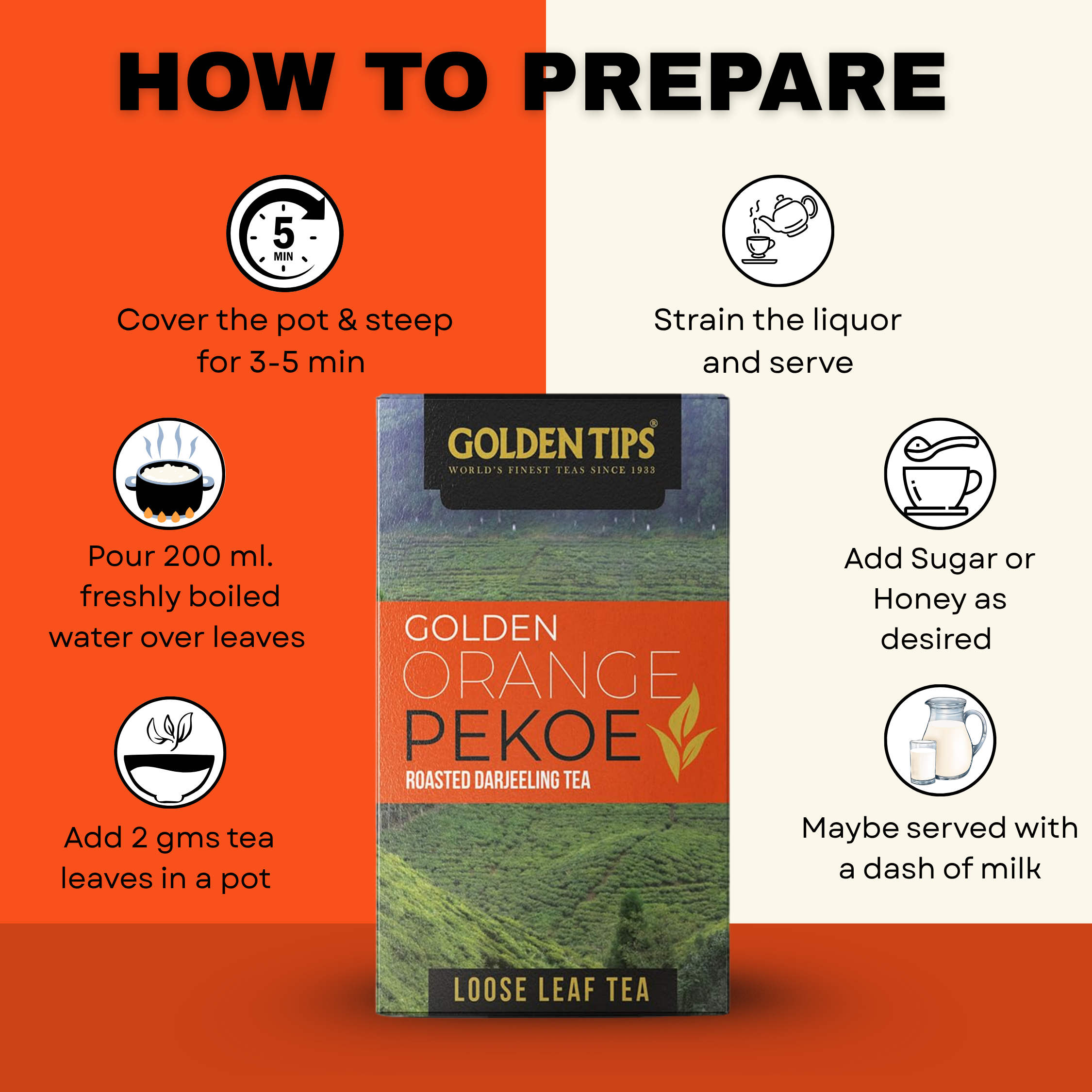 Golden Tips Golden Orange Pekoe Loose Leaves Tea (100 gram- 50 Cups)