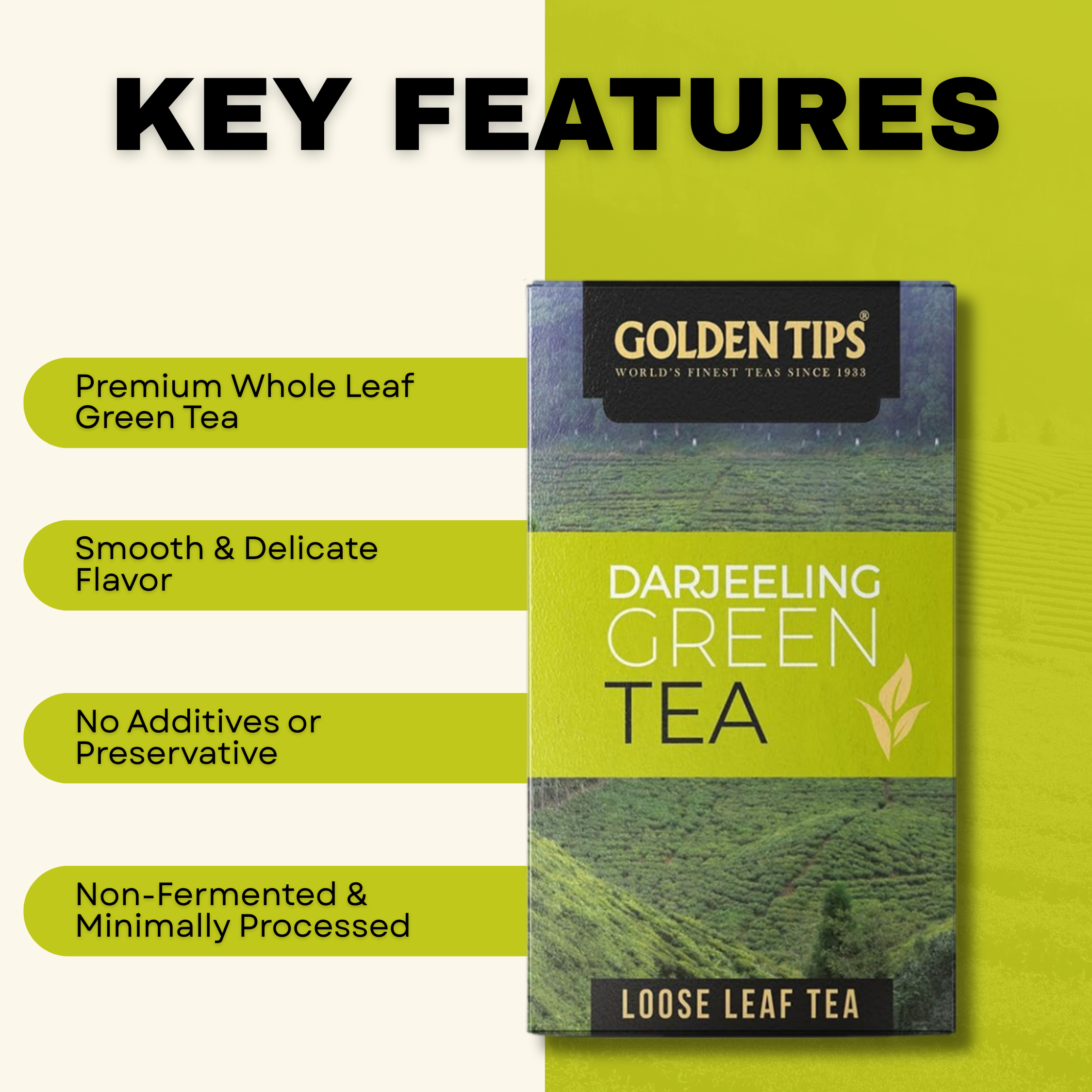 Golden Tips Darjeeling Loose Leaves Green Tea (100 gm - 50 cups)