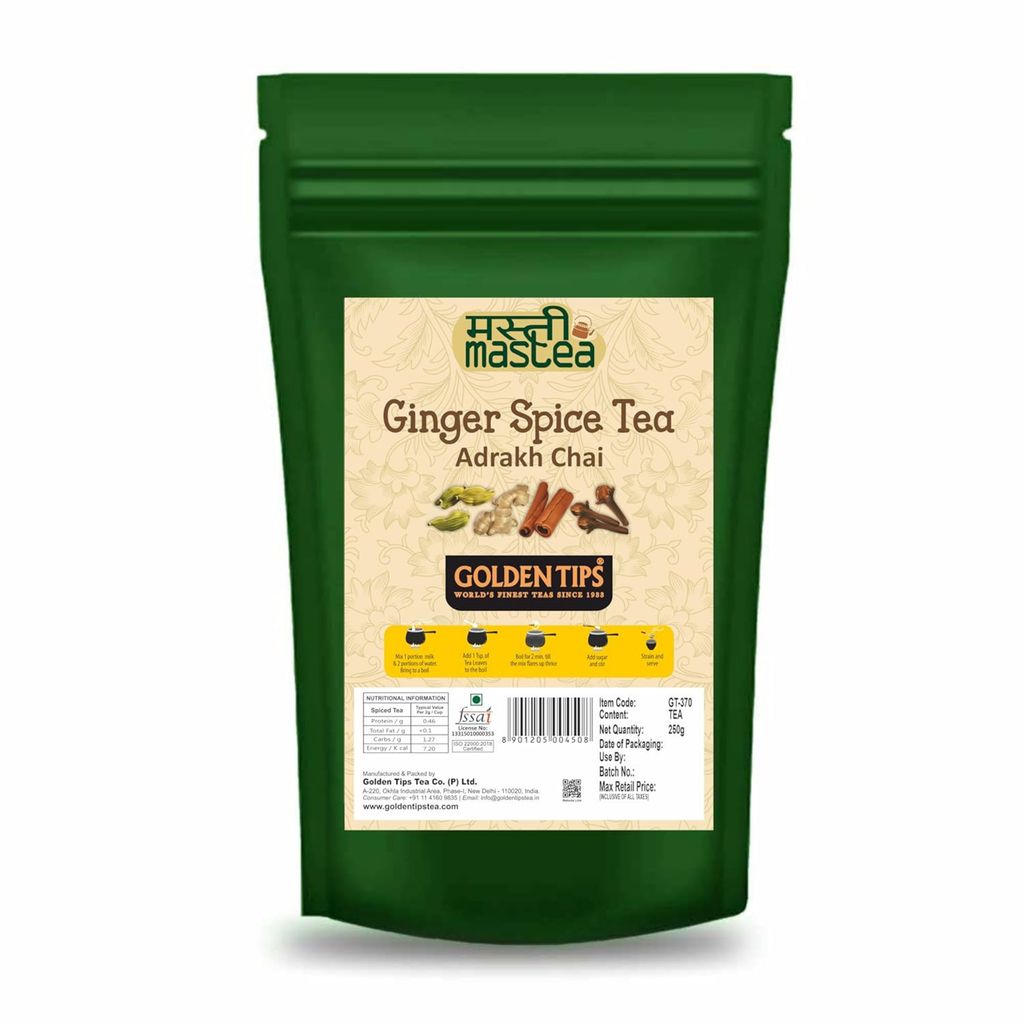 Golden Tips Loose Leaves Masala Tea Blended with Cardamom, Cinnamon, Cloves and Ginger Exotic Chai (250 Gram, 125 cups)