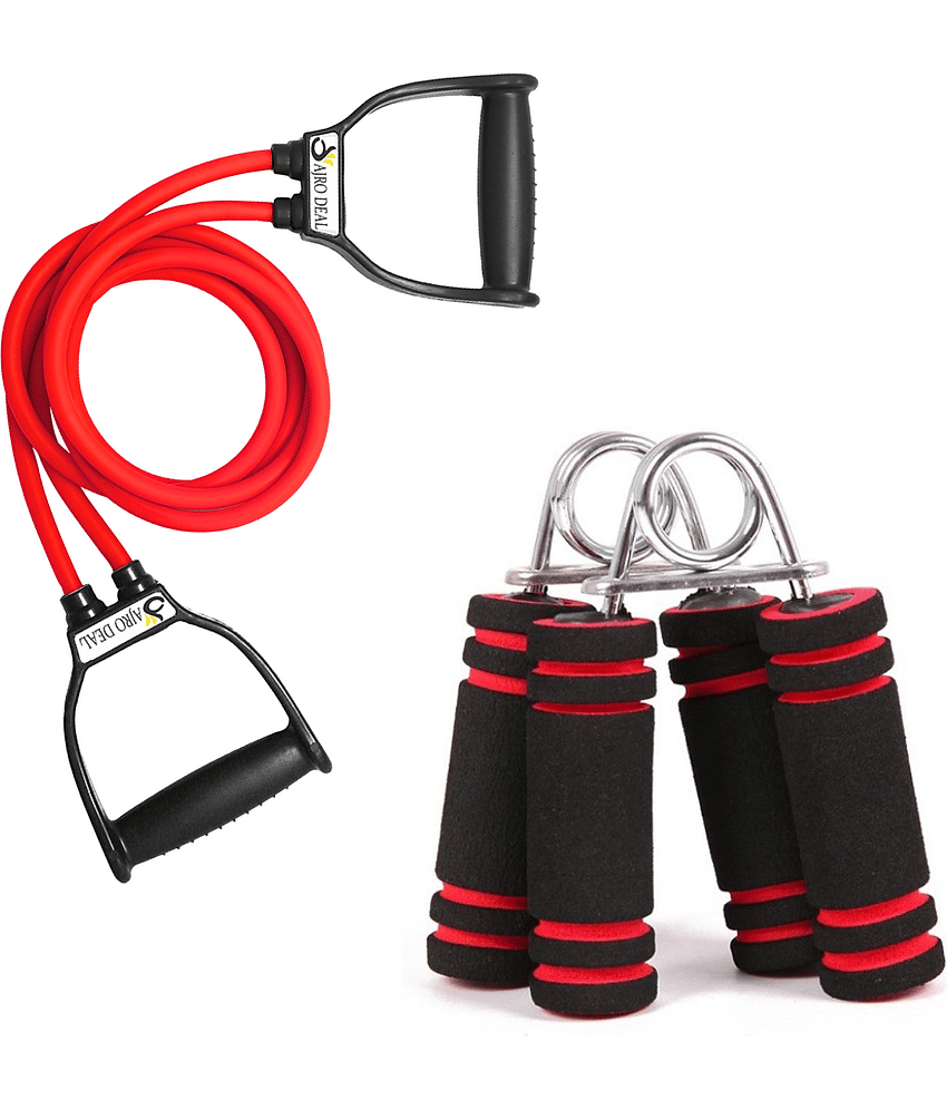 Combo of 2 -Double Toning Tube Resistance Tube ,Hand Grip Hand Exersicer. Resistance Tube