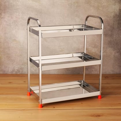 SHYAMA HOMES Stainless Steel 3 Tier Multipurpose Countertop Organizer Rack || Multishelf Storage Stand for Kitchen, Bathroom or Dressing table|| Spice Rack,Cosmetics Organizer (3- TIER)