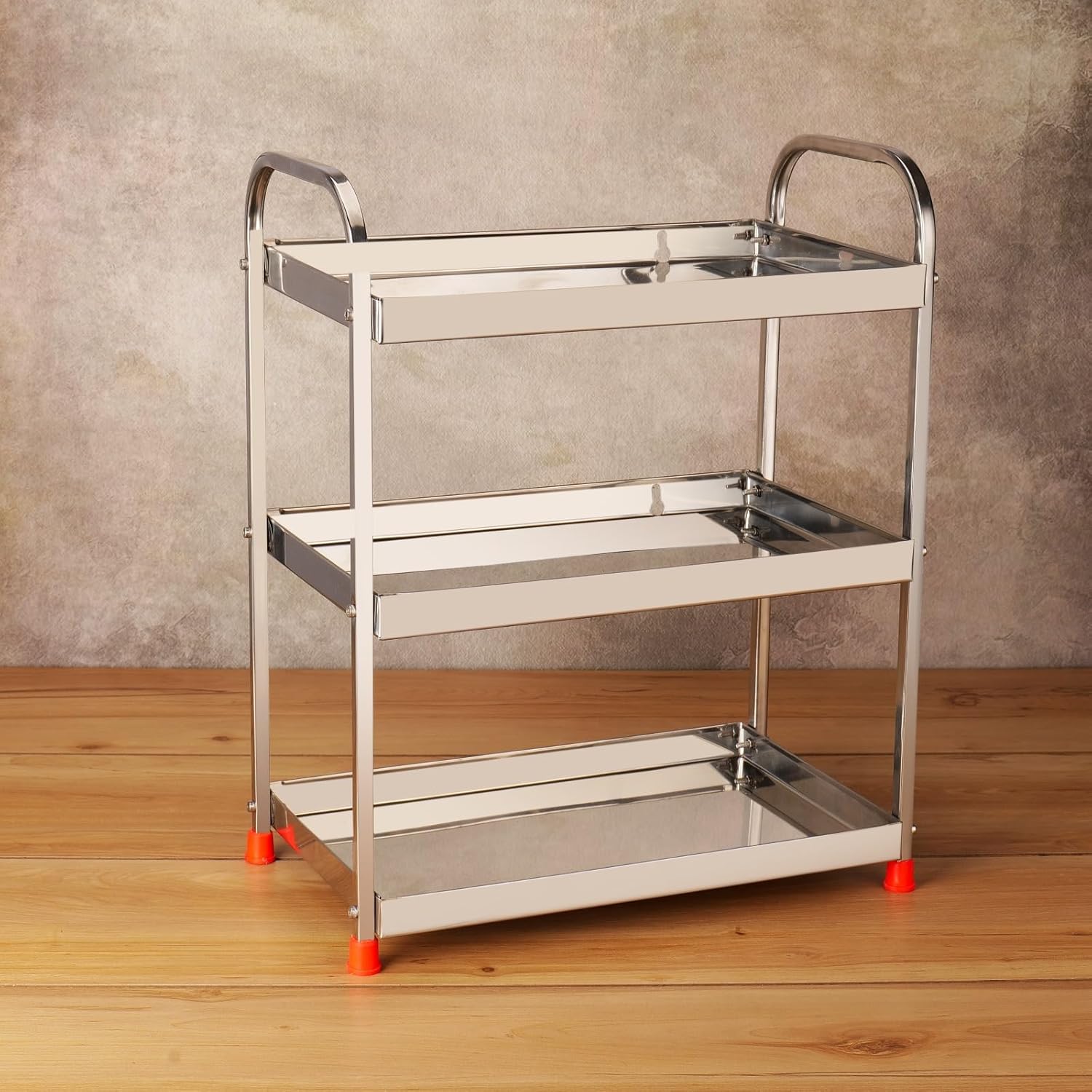SHYAMA HOMES Stainless Steel 3 Tier Multipurpose Countertop Organizer Rack || Multishelf Storage Stand for Kitchen, Bathroom or Dressing table|| Spice Rack,Cosmetics Organizer (3- TIER)