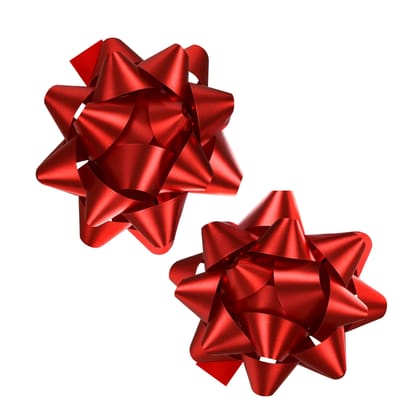 Wanna Party Pack of 2 Red Bows for Gift Wrapping, Ribbon Bows for Wedding Christmas Birthday  Gift Baskets or Valentine's Day Flower Gift Boxes Decoration (Red)