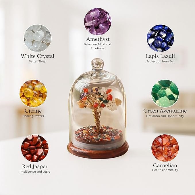 Crystal Chakra Tree | Encased Gemstone Bonsai for Healing, Energy Balance, Meditation | Spiritual Tree of Life with Natural Crystals for Positive Vibes | Perfect for Gift & Home Décor