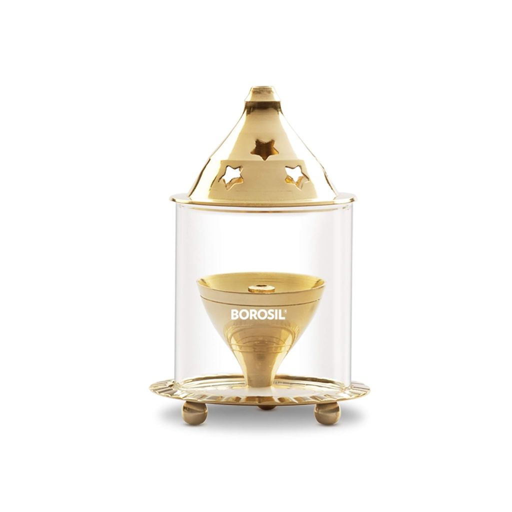 Borosil Akhand Diya (Small, Brass)