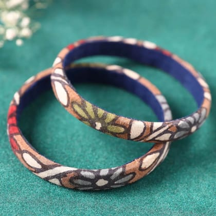 Multicolor Handpainted Kalamkari Bangle Set of 2 Multicolor Handpainted Kalamkari Bangle Set of 2