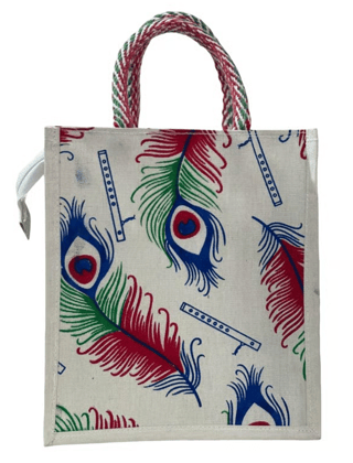 Peacock Feather & Flute Printed Tote Bag
