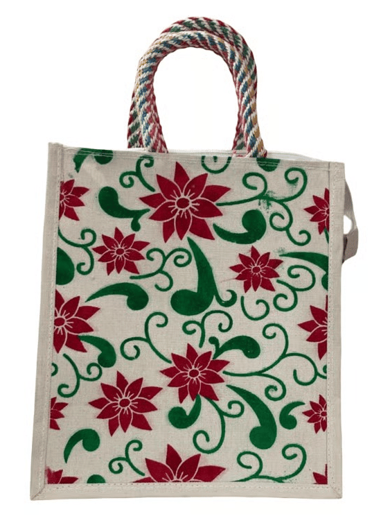 Floral Poinsettia Tote Bag - Stylish & Reusable
