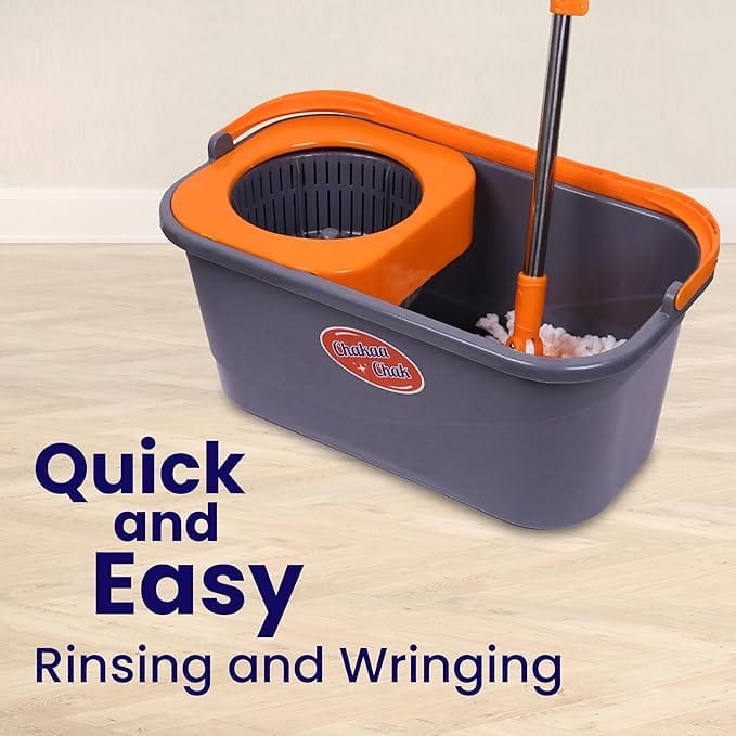 Spin Bucket Mop | 360° Mopping Set with 4 Wheels | Easy Move Cleaning Mop with Bucket | Floor Cleaning Pocha for Home | Bathroom | Office | Durable & Lightweight Mop Set