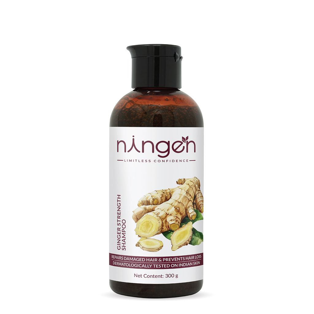 Ningen Ginger Hair Shampoo I Enriched with Witch Hazel, Lemongrass I Irritation Free, Paraben Free I Stimulates Hair Growth and Treats Dandruff I 300g