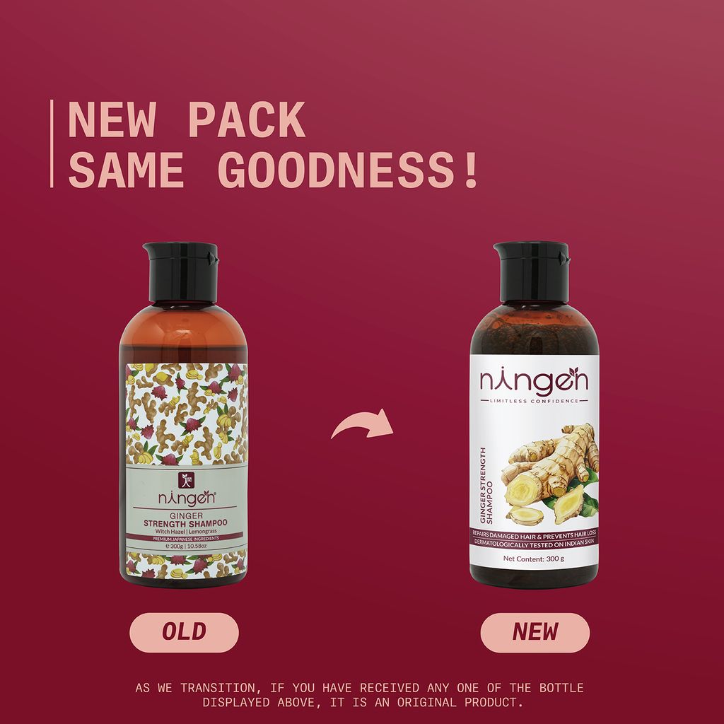 Ningen Ginger Hair Shampoo I Enriched with Witch Hazel, Lemongrass I Irritation Free, Paraben Free I Stimulates Hair Growth and Treats Dandruff I 300g