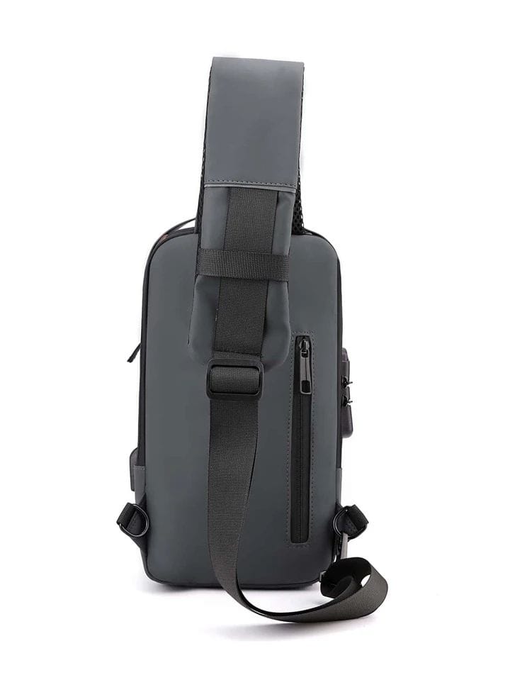 WUGO::Waterproof Polyester Slim Unisex Crossbody Sling Bag | Anti-Theft Chest Backpack with Hard Shell & Password Lock | Shoulder Bag for Men & Women