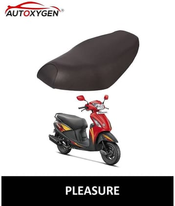 Autoxygen Scooter/Scooty Removable & Washable PU Leather Waterproof Seat Cover Accessories For Hero Pleasure (Black)