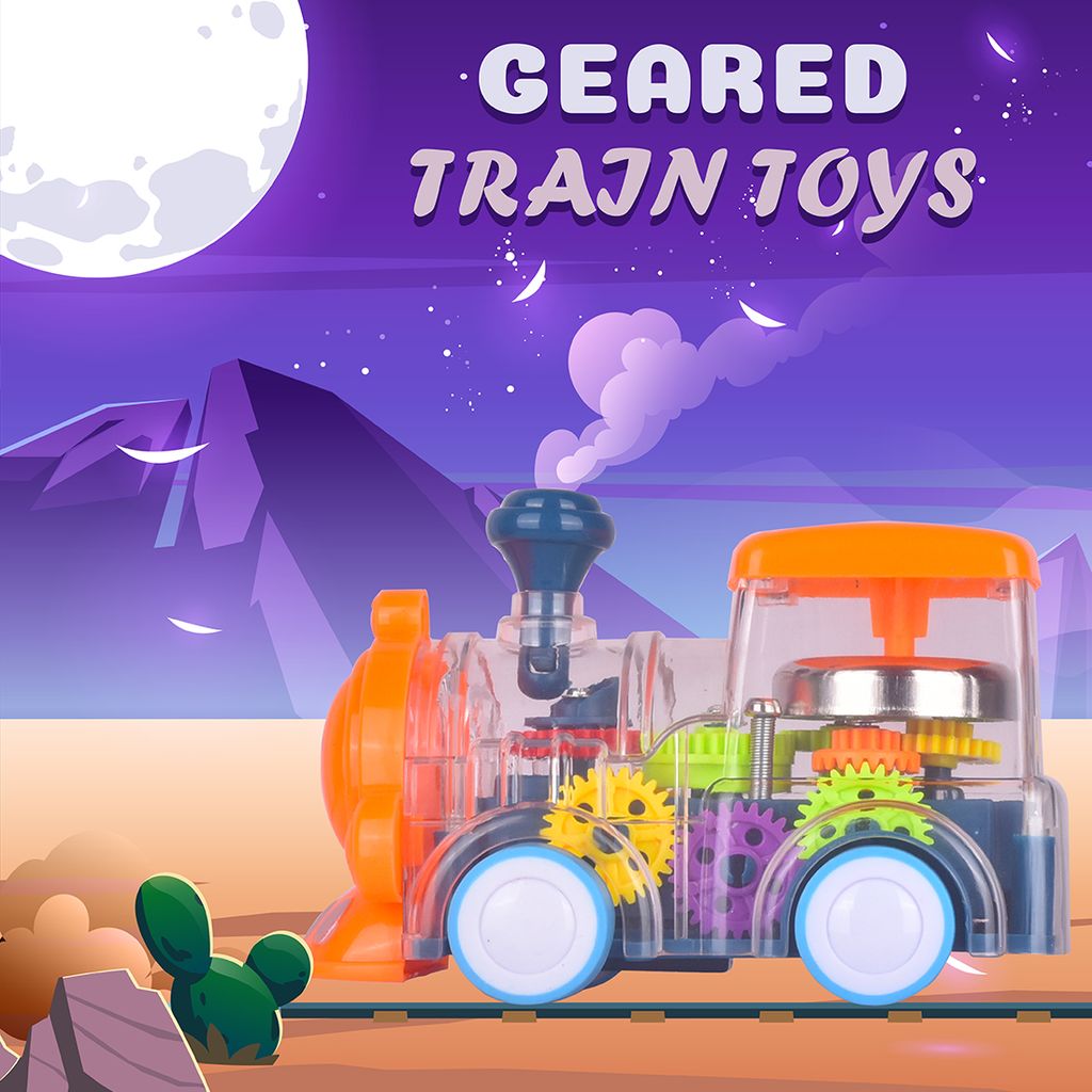 Gear Train Toys | Transparent Gear Light Train | Electric Transparent Gear Train | Transparent Gear Train | Children's Train Toys | Kids Electronic Toys | Children's Electronic Toys