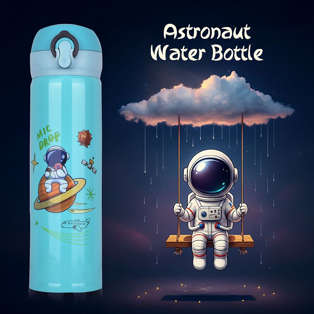 Astronaut Water Bottle | Water Bottle For Astronaut | Water Container For Astronaut | Stainless Steel Water Bottle | Kids Steel Water Bottle | Insulated Water Bottle | Stainless Steel Water Bottle | Sipper Water Bottle | Cute Water Bottle