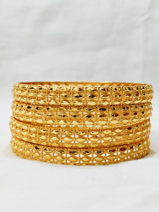 Elegant Gold Bangle Set - Intricate Design ( set of4) 