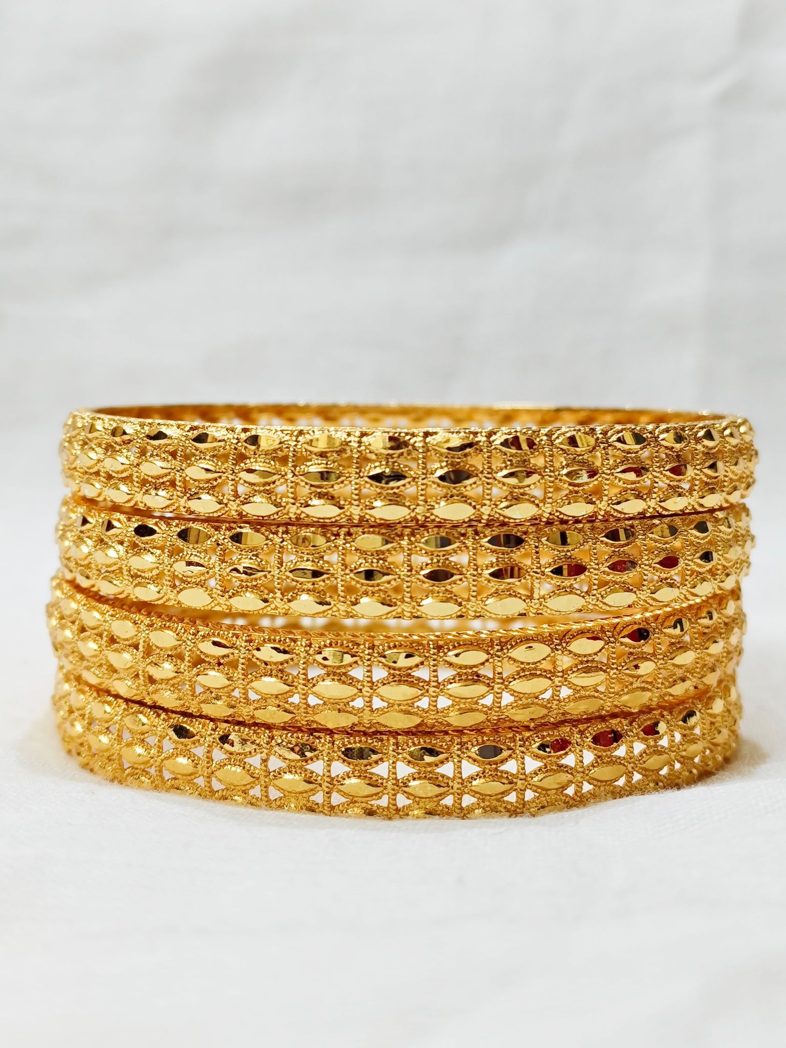 Elegant Gold Bangle Set - Intricate Design ( set of4) 