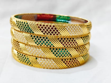 Gold Bangles with Intricate Meenakari Design (set of 4)