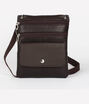 CIMONI Sling Bag Pure Leather Set of 1 ( Brown )