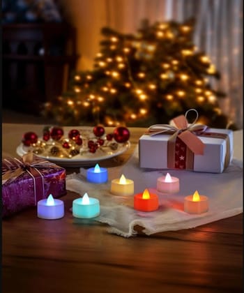 Smokeless & Flameless Multicolor LED Tea Light Candles with Colorful Lights (Pack of 24 Multicolor Candles)
