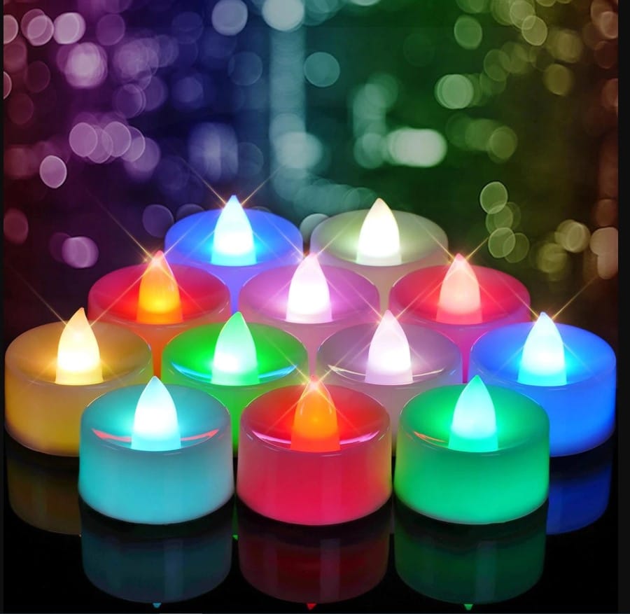 Smokeless & Flameless Multicolor LED Tea Light Candles with Colorful Lights (Pack of 24 Multicolor Candles)