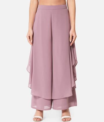 ALL WAYS YOU - Purple Georgette Flared Women's Ruffled Palazzos ( Pack of 1 )