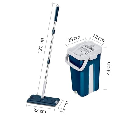 Stick Mop/Pocha for Floor Cleaning with 2 Bucket, for Wet and Dry, Squeezing/Cleaning Mop with Bucket. Two Reusable Microfibre pad