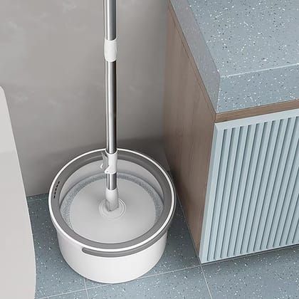 Heavy Quality Spin Mop for Floor Cleaning with Bucket Deluxe System 360° Flexible Mop Head with 𝐒𝐞𝐥𝐟 𝐒𝐞𝐩𝐚𝐫𝐚𝐭𝐢𝐨𝐧 Dirty and Clean Water System 2Pcs Reusable Microfiber Pad【Grey】