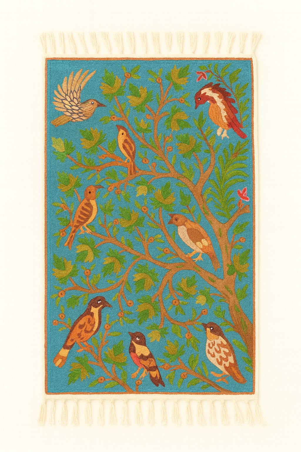 Birds on a Branch Decorative Rug - Teal & Nature Inspired