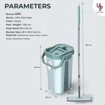 Moppers for Cleaning Floor/Mop Bucket for Home Cleaning Floor Wet & Dry / 360 Degree Hands Free Cleaning Mop. - Green