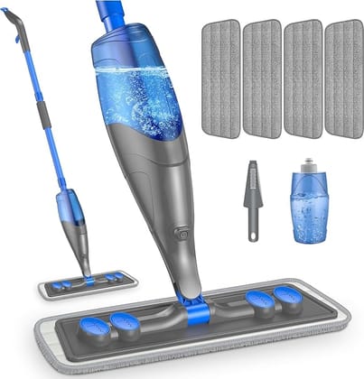 Spray Mop for Floor Cleaning- Microfiber Flat Wet Dry Dust Mop with Refillable 635ML Bottle 4 Washable Pads Sprayer for Hardwood Floor Laminate Tiles Wood Ceramic Vinyl Home Kitchen
