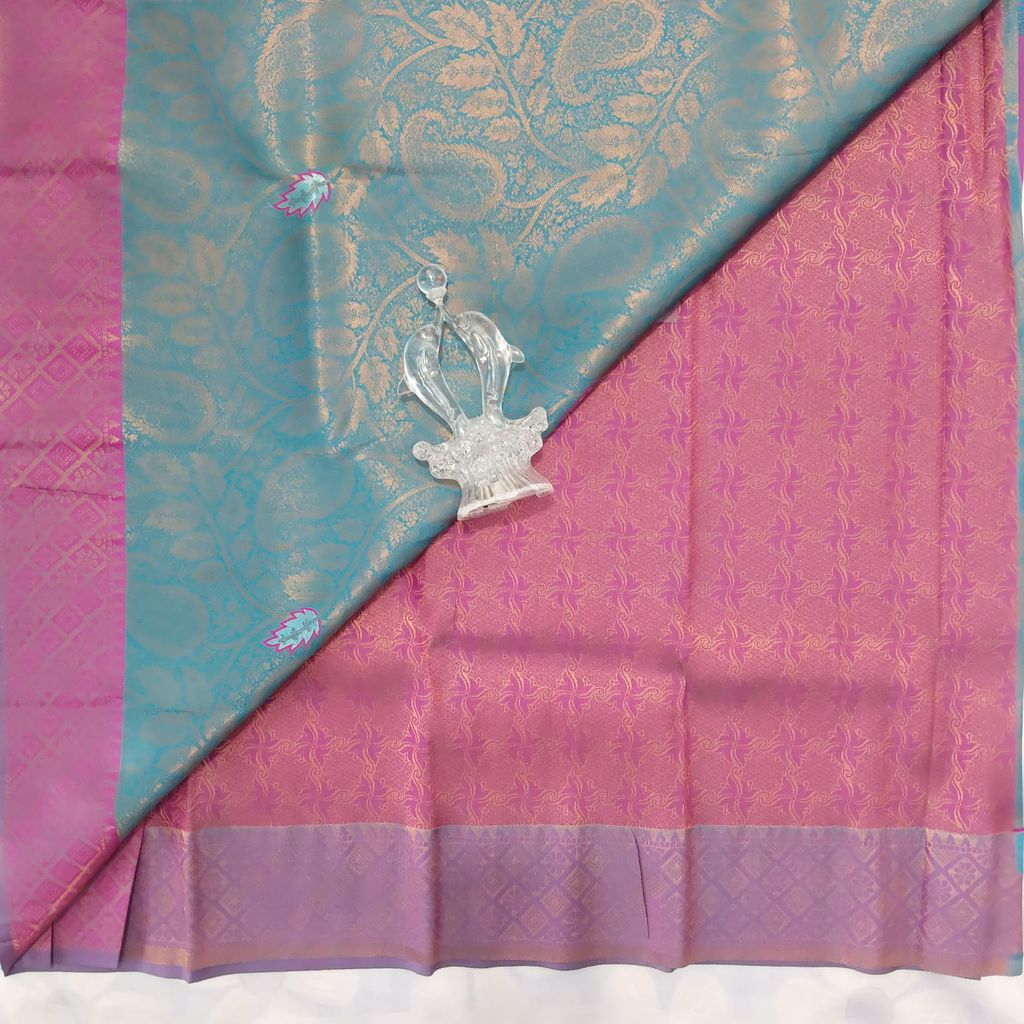 Kubera Silk Cottton Saree with Blouse - Sky Blue
