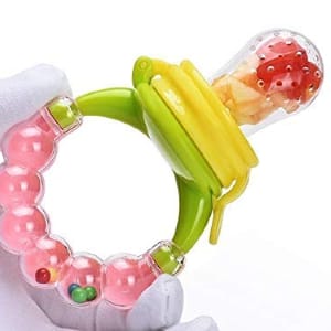 Baby Fruit & Food Feeder Pacifier with Rattle Handle – Silicone Nibbler Teether for Safe Weaning