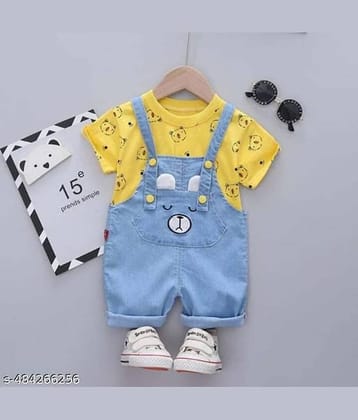 ODIMENT Pack of 1 Boys Cotton Blend T-Shirt & Dungarees Set ( Multi )