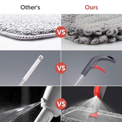 Aluminium Microfiber Floor Cleaning Spray Mop with Removable Washable Cleaning Pad and Integrated Water Spray Mechanism, 360 Degree Floor Cleaning Mops (Spray Mop with 3 Refills)