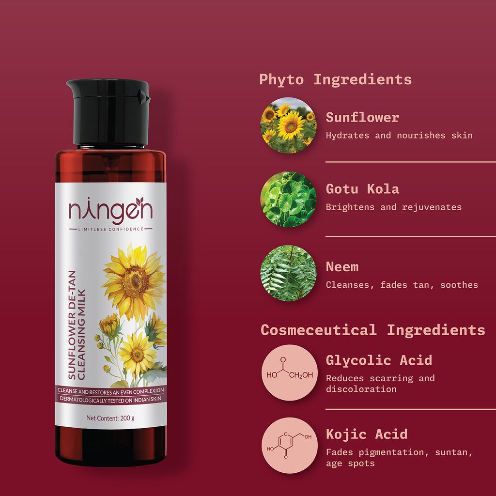 Ningen Sunflower De-Tan Cleansing Milk | Skin Brightening Cleanser Milk