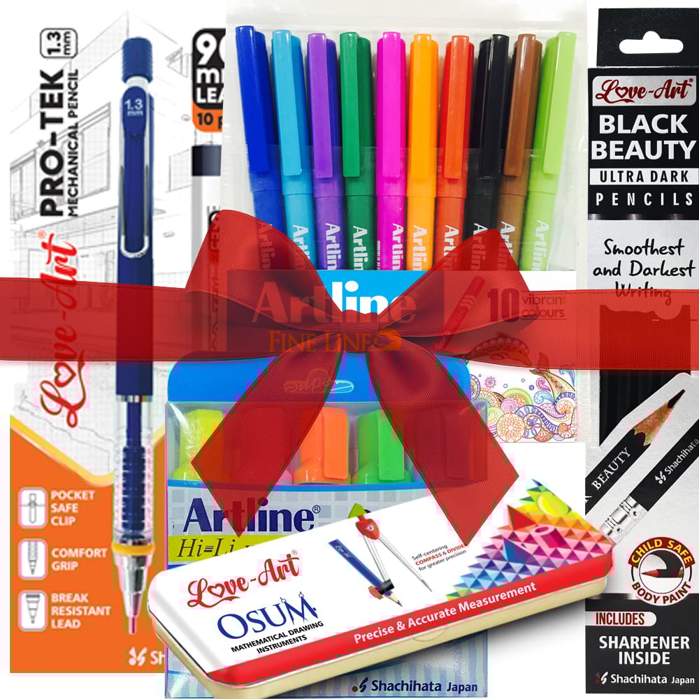 Higher Primary School Study Basket – Ultra Dark Pencils, Geometry Box, Fine Line Pens, Mechanical Pencil, Highlighters – Complete School Stationery Set for Students