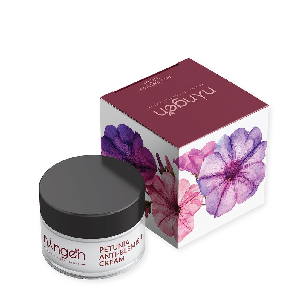 Ningen Petunia Anti-Blemish Radiance Cream I Enriched with Date Palm, Coffeeberry & Pomegranate Extracts I Dermatologically Tested, Paraben Free I Treats wrinkles, blemishes and stretch marks I 100g