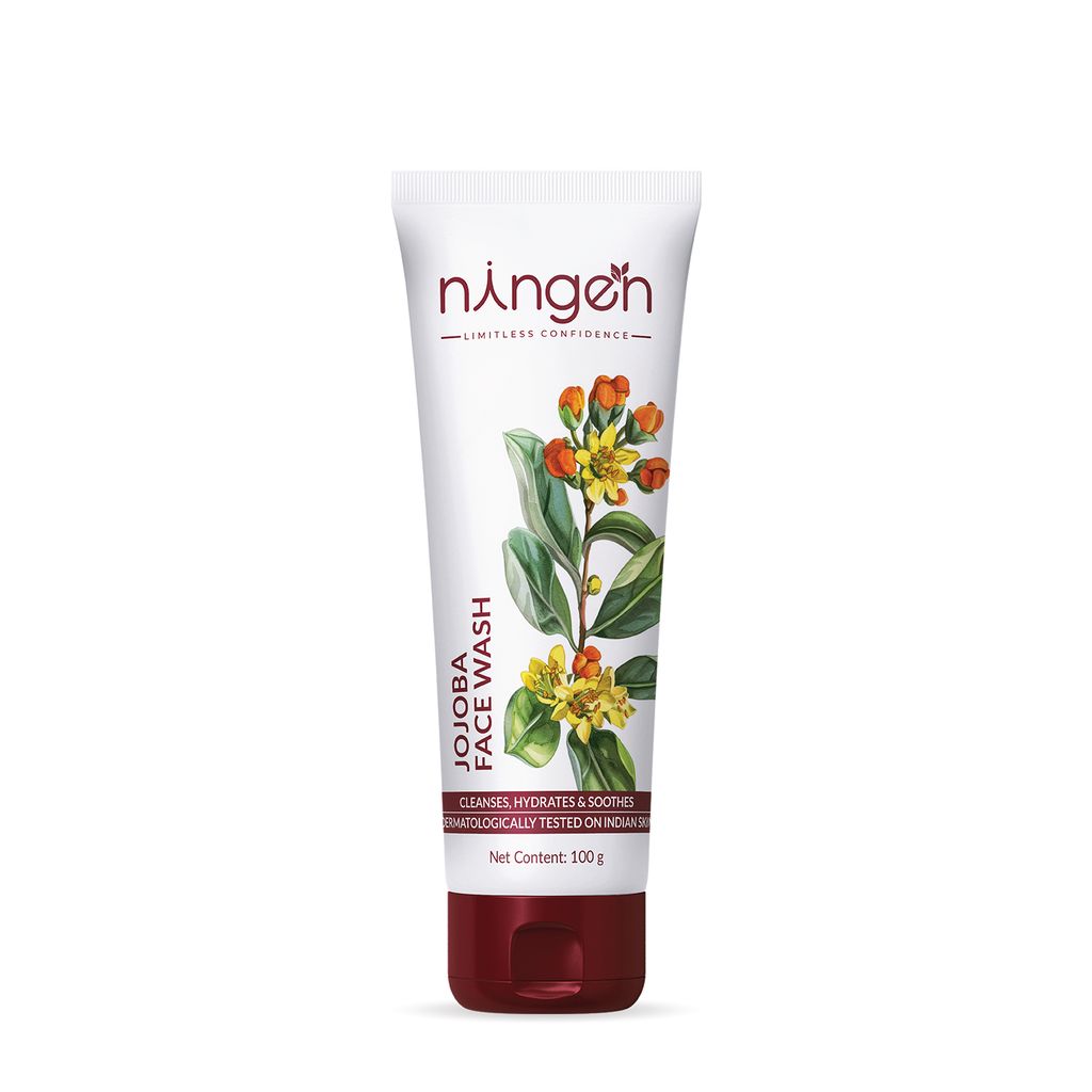 Ningen Jojoba Face Wash I Irritation Free, Paraben Free I Goodness of Lotus, Apricot, White Tea I Removes Dirt, Dead Cells, Unclogs Pores I 120g
