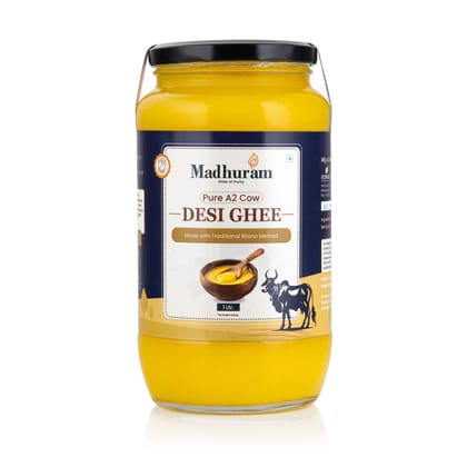Madhuram Pure A2 Cow Desi Ghee - Traditional Bilona Method - 1 Ltr