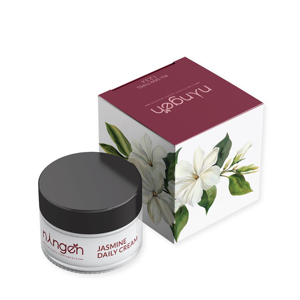 Ningen Jasmine Daily Cream I Infused with Witch Hazel, Avocado, Lily Extracts I Dermatologically Tested, Paraben Free I For Brighter, Fuller and Softer Skin I 100g