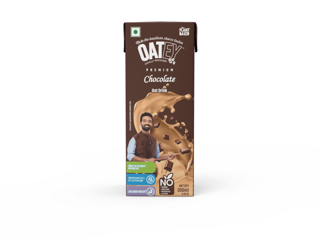 OATEY Chocolate Oat Drink - Non-dairy, Vegan, Nut/Soy free, No-added sugar, 200ml (Pack of 8)