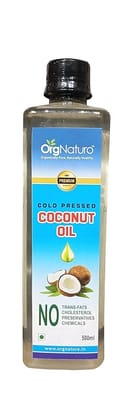 OrgNaturo Cold Pressed Coconut Oil - 500 ml |Bull Kohlu|Natural|Suitable for cooking and skincare