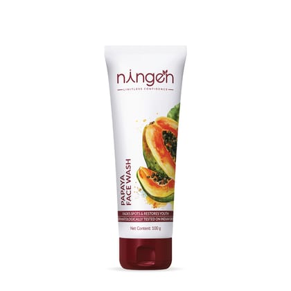 Ningen Papaya Face Wash I Enriched with Saffron and Sandalwood I Irritation Free, Paraben Free I Treats Dryness, Itching & Pollution allergy I 120g, White