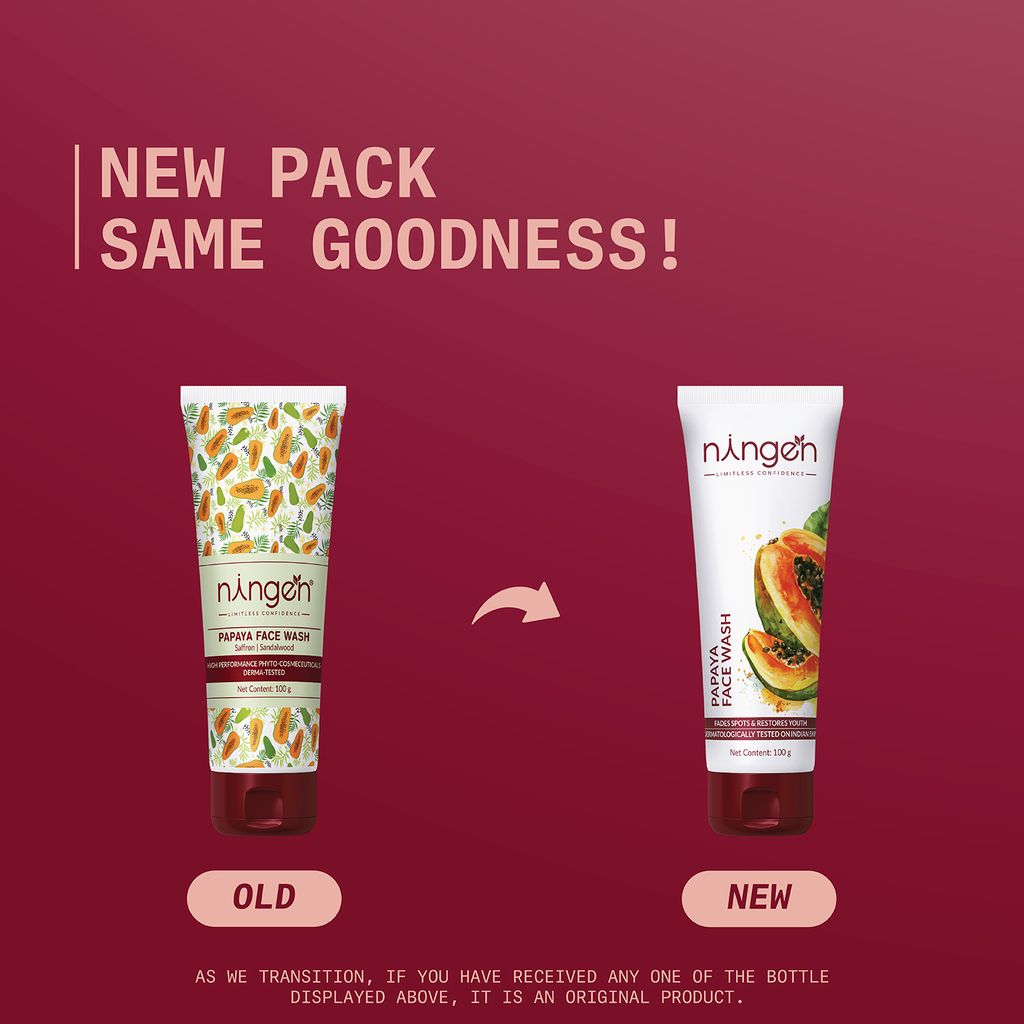 Ningen Papaya Face Wash I Enriched with Saffron and Sandalwood I Irritation Free, Paraben Free I Treats Dryness, Itching & Pollution allergy I 120g, White