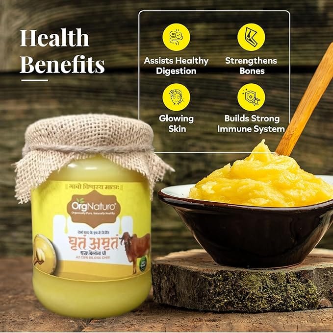 OrgNaturo Pure Desi Cow Bilona Ghee - 500 Ml|Vedic Bilona Method|Traditional Hand Churned|100% Pure and Natural