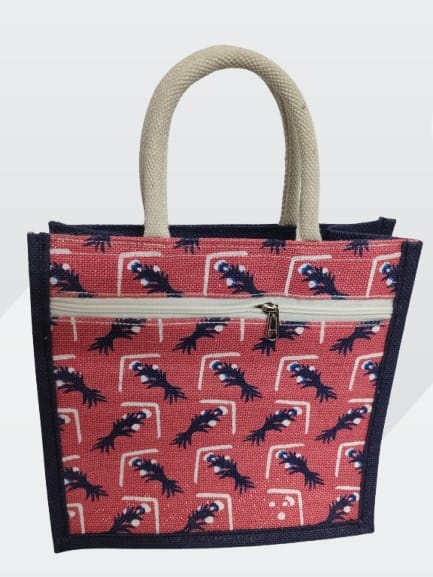 Stylish Jute Tote Bag with Zipper - Eco-Friendly & Durable