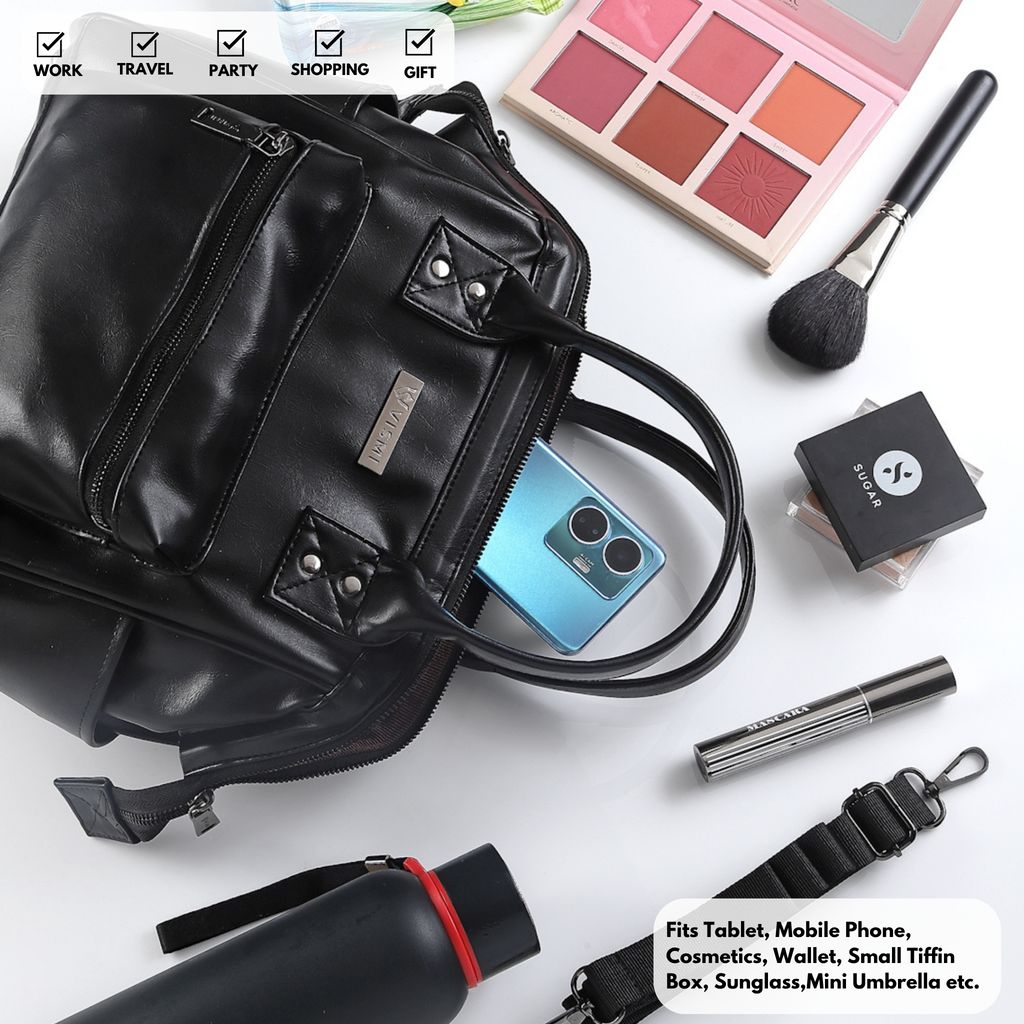 Women Handbag Pu Leather Crossbody Sling Bag Stylish Office Bag Lightweight Water Resistant Satchel Shoulder Bag With Detachable Strap