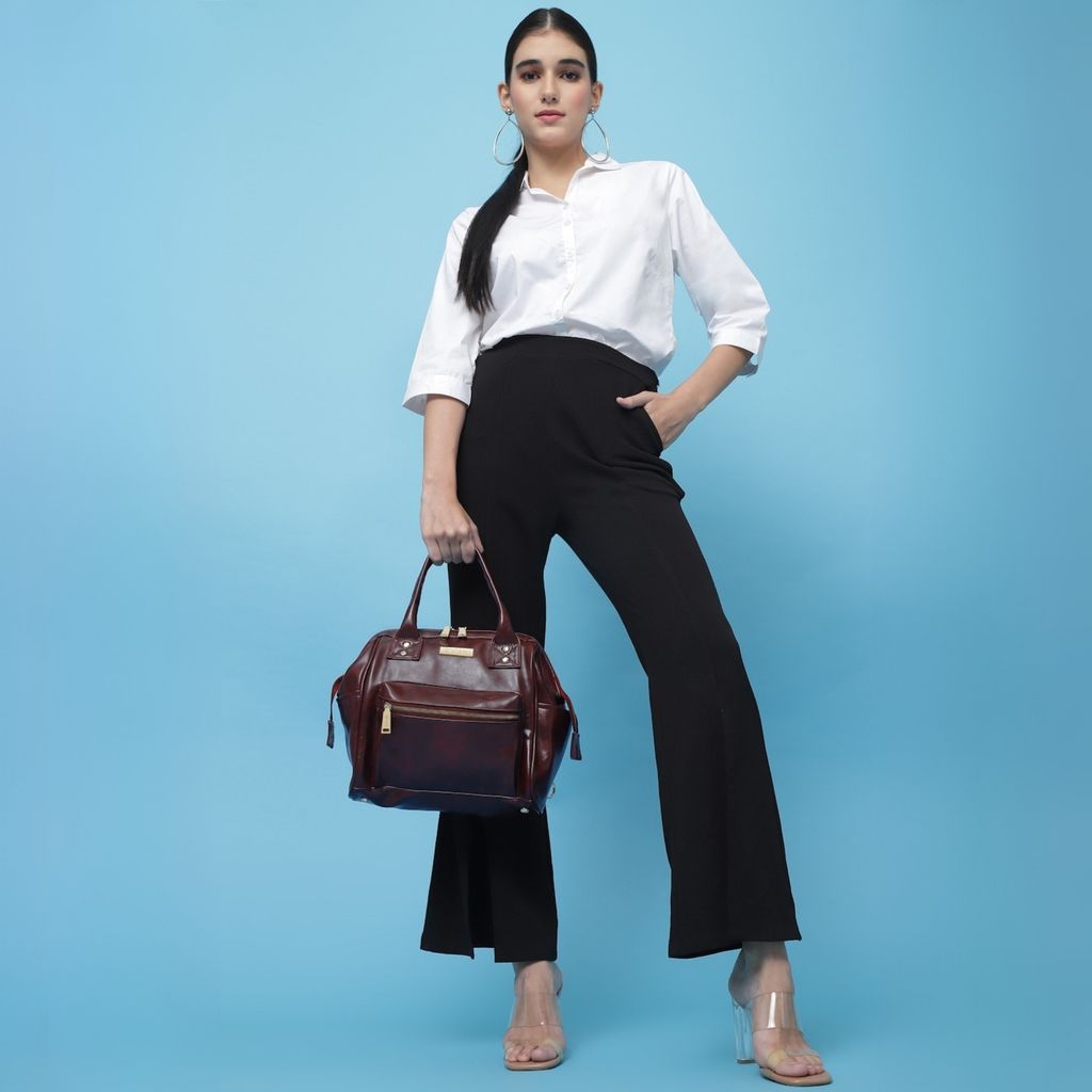 Women Handbag Pu Leather Crossbody Sling Bag Stylish Office Bag Lightweight Water Resistant Satchel Shoulder Bag With Detachable Strap