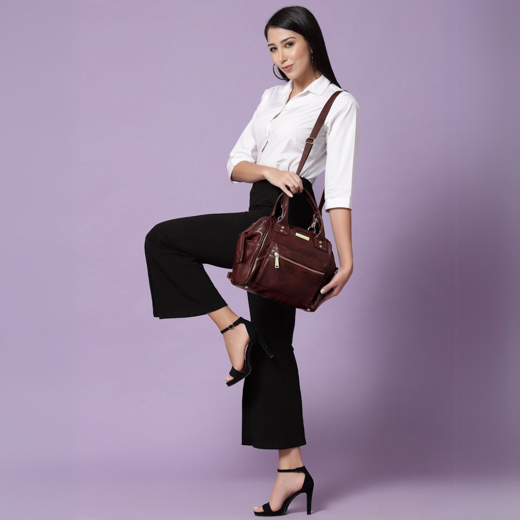 Women Handbag Pu Leather Crossbody Sling Bag Stylish Office Bag Lightweight Water Resistant Satchel Shoulder Bag With Detachable Strap